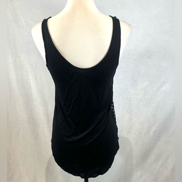 Ann Taylor Loft black and white all over print mixed media top size XS - Picture 3 of 5